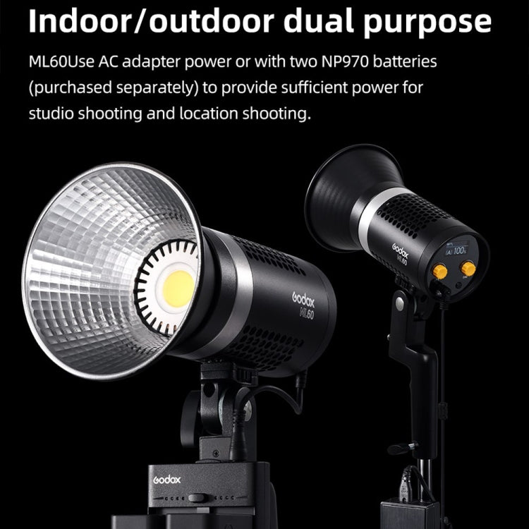 Godox ML60 60W LED Light 5600K Video Studio Flash Light(US Plug) - Camera Accessories by Godox | Online Shopping UK | buy2fix