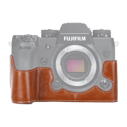 1/4 inch Thread PU Leather Camera Half Case Base for FUJIFILM X-H1 (Brown) - Camera Accessories by buy2fix | Online Shopping UK | buy2fix