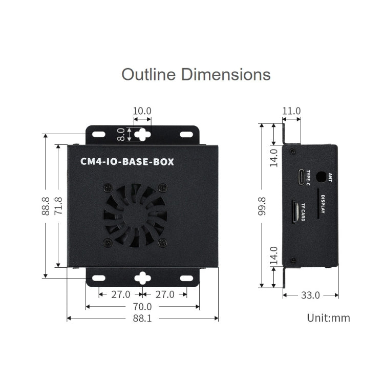 Waveshare Mini IO Board Full Ver Mini-Computer Base Box with Metal Case & Cooling Fan for Raspberry Pi CM4(US Plug) - Mini PC Accessories by WAVESHARE | Online Shopping UK | buy2fix