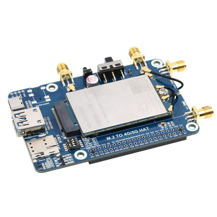 Waveshare RM500U-CN 5G HAT Quad Antennas LTE-A Multi Band Module Board for Raspberry Pi - LCD & LED Display Module by WAVESHARE | Online Shopping UK | buy2fix