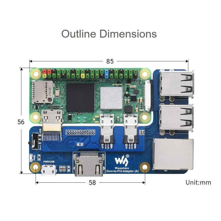 Waveshare Raspberry Pi Zero To 3B Adapter for Raspberry Pi 3 Model B/B+ - Modules Expansions Accessories by WAVESHARE | Online Shopping UK | buy2fix