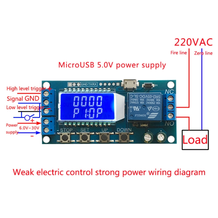 XY-LJ02 6-30V Micro USB Digital LCD Display Time Delay Relay Module Control Timer Switch - Consumer Electronics by buy2fix | Online Shopping UK | buy2fix