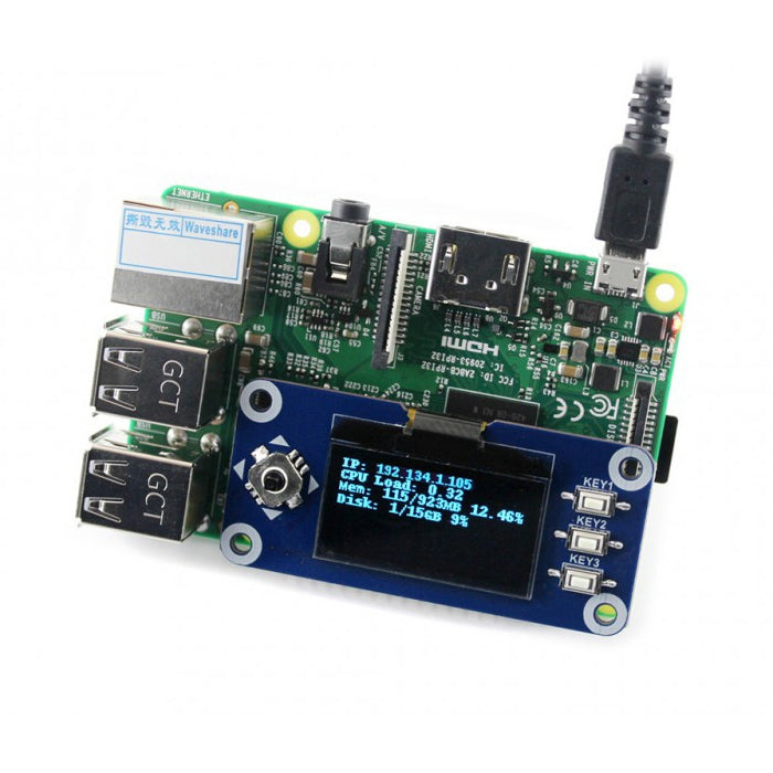 WAVESHARE 128x64 1.3inch OLED Display HAT for Raspberry Pi - LCD & LED Display Module by buy2fix | Online Shopping UK | buy2fix