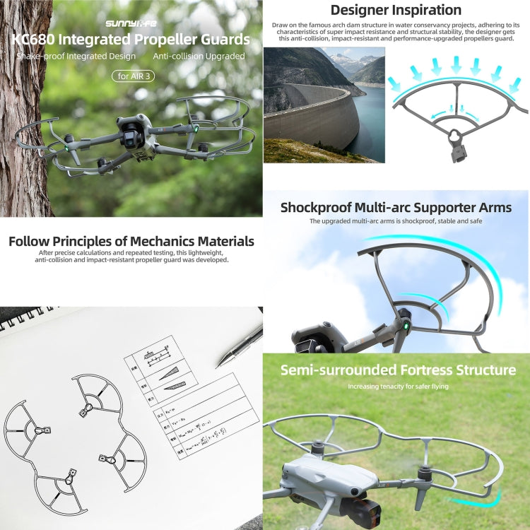 For DJI Air 3 Sunnylfe KC680 Drone Propeller Protective Guard Anti-collision Ring (Grey) - Others by Sunnylife | Online Shopping UK | buy2fix