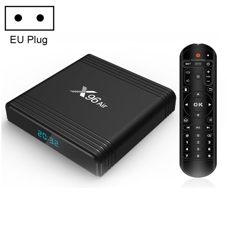 X96 Air 8K Smart TV BOX Android 9.0 Media Player with Remote Control, Quad-core Amlogic S905X3, RAM: 4GB, ROM: 64GB, Dual Band WiFi, Bluetooth, EU Plug - Consumer Electronics by buy2fix | Online Shopping UK | buy2fix