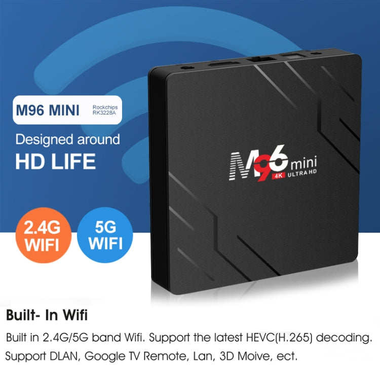 M96mini 4K Smart TV BOX Android 9.0 Media Player wtih Remote Control, Quad-core RK3228A, RAM: 2GB, ROM: 16GB, Dual Band WiFi, US Plug - Consumer Electronics by buy2fix | Online Shopping UK | buy2fix