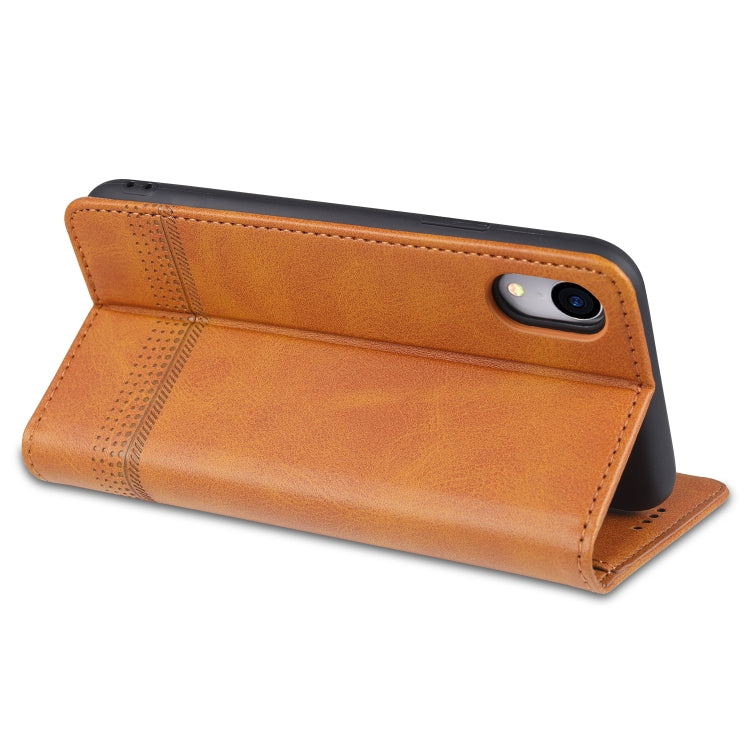 For iPhone XR AZNS Magnetic Calf Texture Horizontal Flip Leather Case with Card Slots & Holder & Wallet(Light Brown) - More iPhone Cases by AZNS | Online Shopping UK | buy2fix