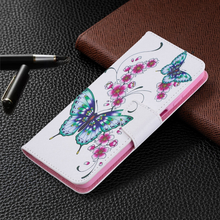 For Samsung Galaxy A12 Colored Drawing Pattern Horizontal Flip Leather Case with Holder & Card Slots & Wallet(Two Butterflies) - Samsung Accessories by buy2fix | Online Shopping UK | buy2fix