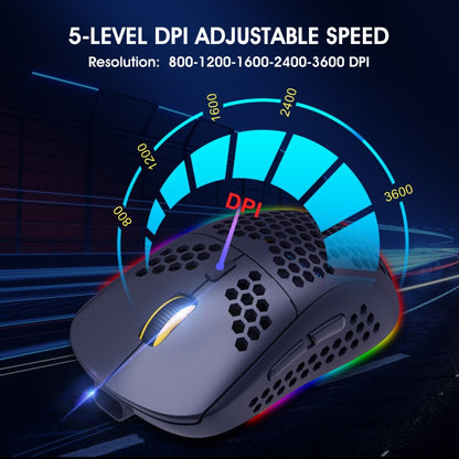 HXSJ T90 RGB Light Three-mode Wireless Gaming Mouse - Wireless Mice by HXSJ | Online Shopping UK | buy2fix