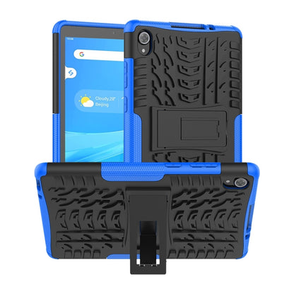 For Lenovo Tab M8 (2020) TB-8705F 8.0 inch Tire Texture Shockproof TPU+PC Protective Case with Holder(Blue) - Mobile Accessories by buy2fix | Online Shopping UK | buy2fix