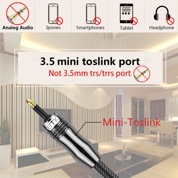 EMK OD6.0mm 3.5mm Digital Sound Toslink to Mini Toslink Digital Optical Audio Cable, Length:1m -  by EMK | Online Shopping UK | buy2fix