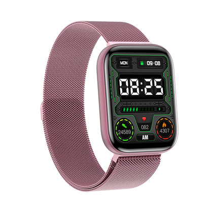 G69 1.69 inch Square Color Screen IP68 Waterproof Smart Watch, Support Blood Pressure Monitoring / Sleep Monitoring / Heart Rate Monitoring, Style: Steel Strap(Pink) - Smart Wear by buy2fix | Online Shopping UK | buy2fix