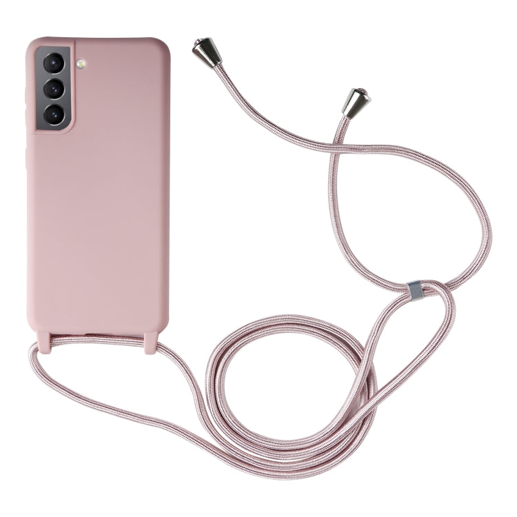 For Samsung Galaxy S21+ 5G Candy Colors TPU Protective Case with Lanyard(Rose Gold) - Samsung Accessories by buy2fix | Online Shopping UK | buy2fix