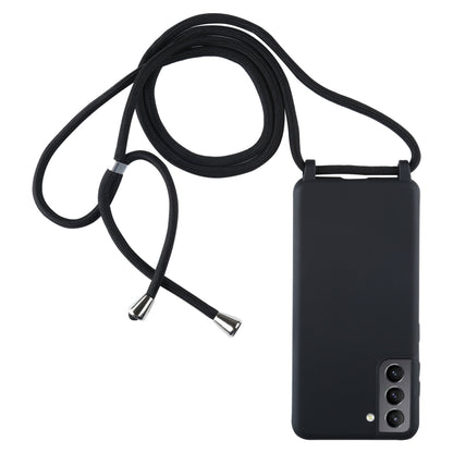 For Samsung Galaxy S21+ 5G Candy Colors TPU Protective Case with Lanyard(Black) - Samsung Accessories by buy2fix | Online Shopping UK | buy2fix