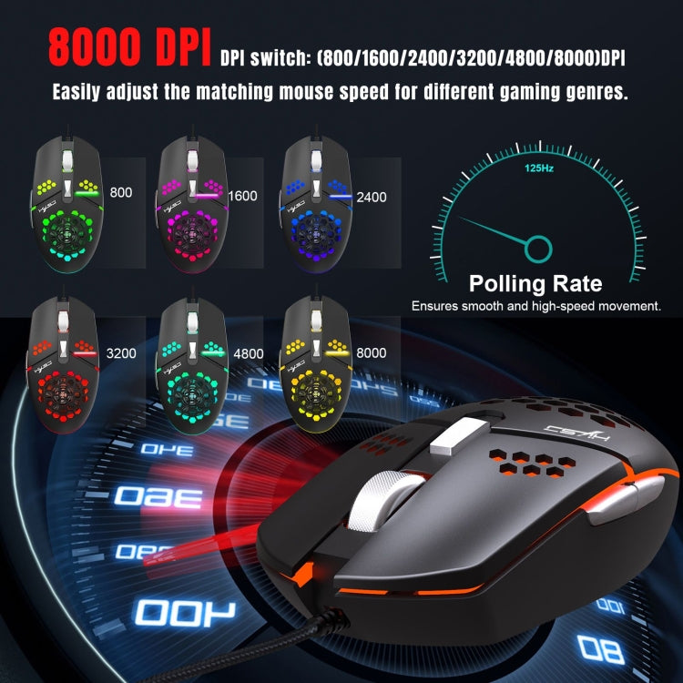 HXSJ J400 6 Keys 8000DPI RGB Light Fan Cooling Gaming Wired Mouse - Wired Mice by HXSJ | Online Shopping UK | buy2fix