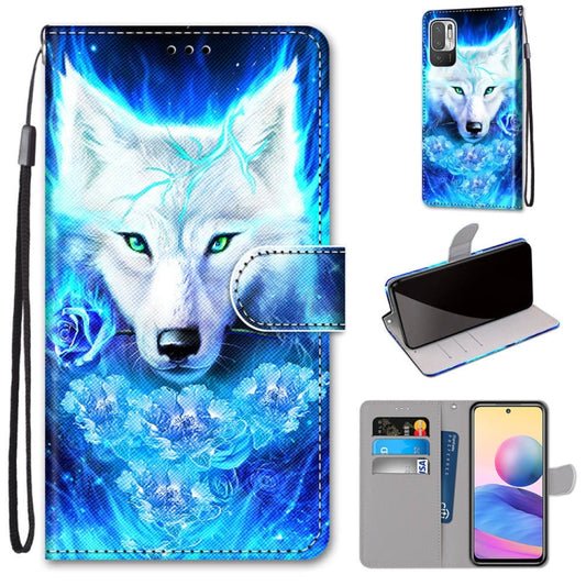 For Xiaomi Redmi Note 10 5G Coloured Drawing Cross Texture Horizontal Flip PU Leather Case with Holder & Card Slots & Wallet & Lanyard(Dick Rose Wolf) - Xiaomi Cases by buy2fix | Online Shopping UK | buy2fix