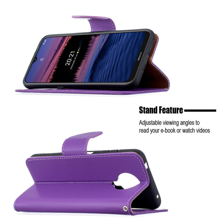 For Nokia G20 / G10 Litchi Texture Pure Color Horizontal Flip Leather Case with Holder & Card Slots & Wallet & Lanyard(Purple) - Mobile Accessories by buy2fix | Online Shopping UK | buy2fix