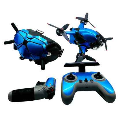 FPV-TZ-SF 4 in 1 Waterproof Anti-Scratch Decal Skin Wrap Stickers Personalized Film Kits for DJI FPV Drone & Goggles V2 & Remote Control & Rocker(Fluorescent Baby Blue) - DJI & GoPro Accessories by buy2fix | Online Shopping UK | buy2fix