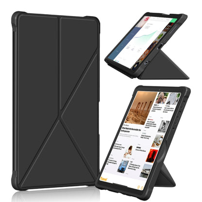 For Samsung Galaxy Tab A7 Lite 8.7 T220 / T225 Cloth Texture Multi-folding Horizontal Flip PU Leather Shockproof Case with Holder(Black) - Samsung Accessories by buy2fix | Online Shopping UK | buy2fix