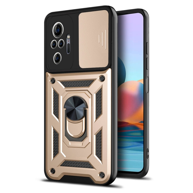 For Xiaomi Redmi Note 10 Pro Sliding Camera Cover Design TPU+PC Protective Case(Gold) - Xiaomi Accessories by buy2fix | Online Shopping UK | buy2fix