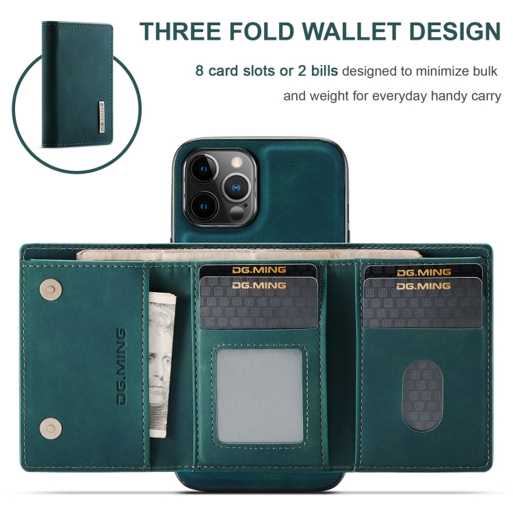 For iPhone 12 / 12 Pro DG.MING M1 Series 3-Fold Multi Card Wallet + Magnetic Back Cover Shockproof Case with Holder Function(Green) - iPhone 12 / 12 Pro Cases by DG.MING | Online Shopping UK | buy2fix