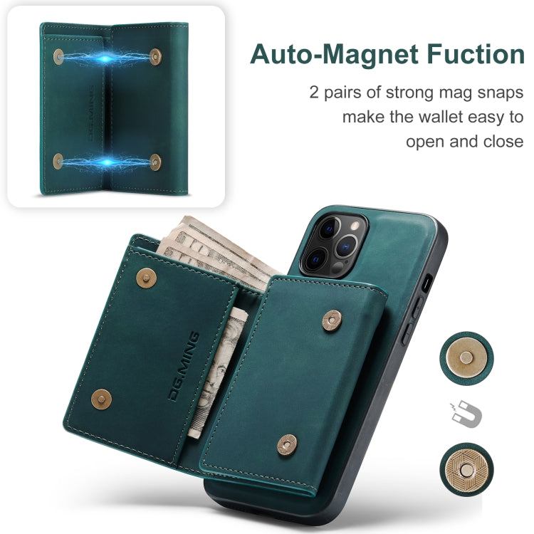 For iPhone 12 / 12 Pro DG.MING M1 Series 3-Fold Multi Card Wallet + Magnetic Back Cover Shockproof Case with Holder Function(Green) - iPhone 12 / 12 Pro Cases by DG.MING | Online Shopping UK | buy2fix