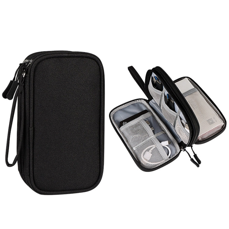 SM05 Double-layer Digital Accessory Storage Bag with Lanyard(Black) - Digital Storage Bag by buy2fix | Online Shopping UK | buy2fix