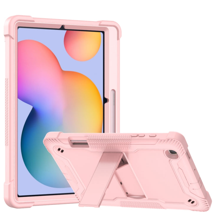 For Samsung Galaxy Tab S6 Lite Silicone + PC Shockproof Protective Case with Holder(Rose Gold) - Tab S6 Lite P610 / P615 by buy2fix | Online Shopping UK | buy2fix