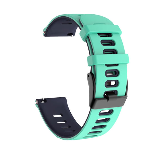 20mm For Garmin Vivoactive 3 / Venu Universal Two-color Silicone Watch Band(Green Blue) - Watch Bands by buy2fix | Online Shopping UK | buy2fix