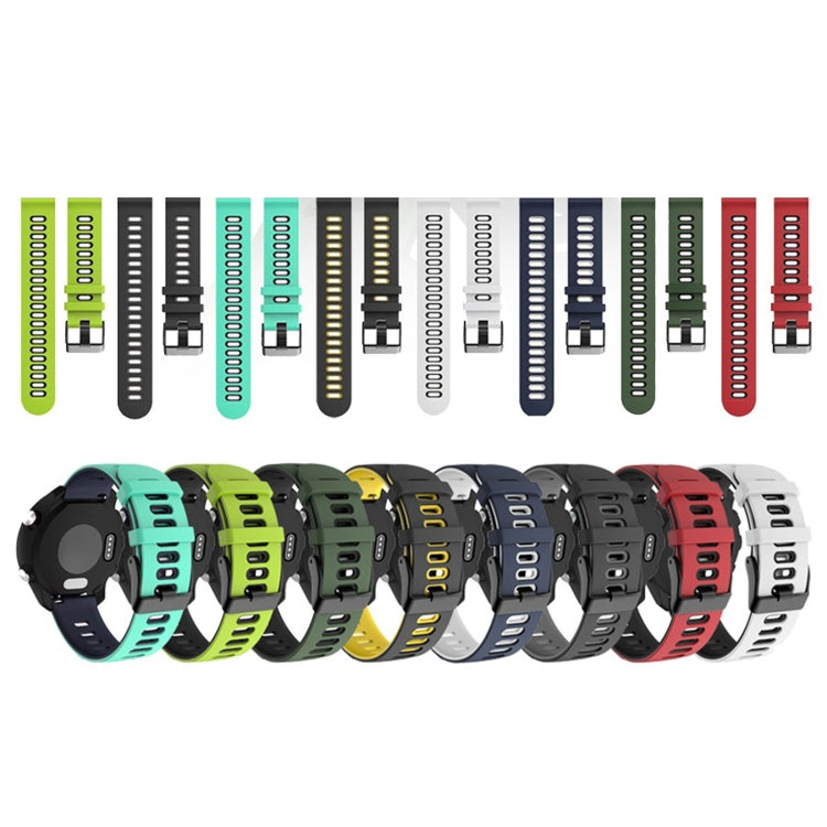 20mm For Garmin Vivoactive 3 / Venu Universal Two-color Silicone Watch Band(Green Blue) - Watch Bands by buy2fix | Online Shopping UK | buy2fix