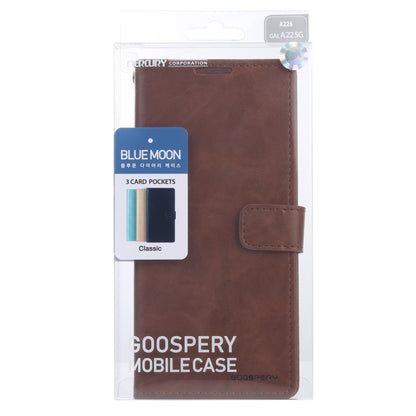 For Samsung Galaxy A22 5G GOOSPERY BLUE MOON Crazy Horse Texture Horizontal Flip Leather Case with Holder & Card Slot & Wallet(Brown) - Galaxy Phone Cases by GOOSPERY | Online Shopping UK | buy2fix