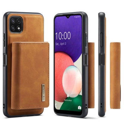 For Samsung Galaxy A22 5G DG.MING M1 Series 3-Fold Multi Card Wallet  Back Cover Shockproof Case with Holder Function(Brown) - Galaxy Phone Cases by DG.MING | Online Shopping UK | buy2fix