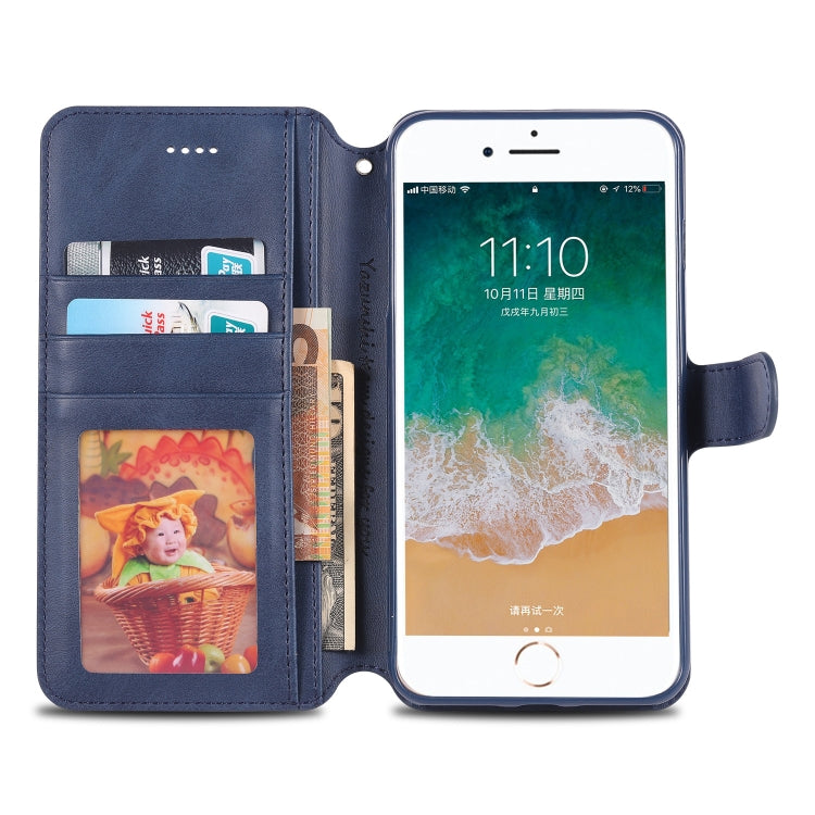 For iPhone 7 Plus / 8 Plus AZNS Calf Texture Magnetic Horizontal Flip PU Leather Case with Holder & Card Slots & Photo Frame(Blue) - More iPhone Cases by AZNS | Online Shopping UK | buy2fix