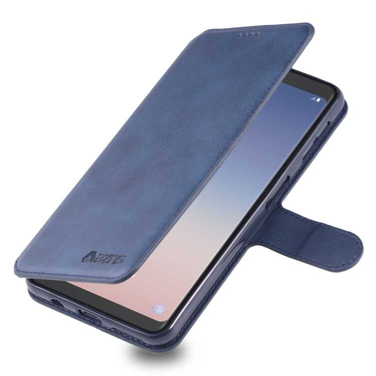 For Galaxy A7 2018 AZNS Calf Texture Magnetic Horizontal Flip PU Leather Case with Holder & Card Slots & Photo Frame(Blue) - Galaxy Phone Cases by AZNS | Online Shopping UK | buy2fix