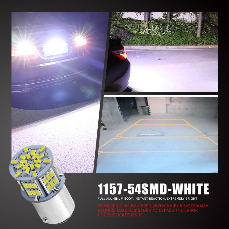 1 Pair E0053 9-14V 1157-54SMD-2835 6000K 1080LM White Light Car Decoding Brake Driving Light - In Car by buy2fix | Online Shopping UK | buy2fix