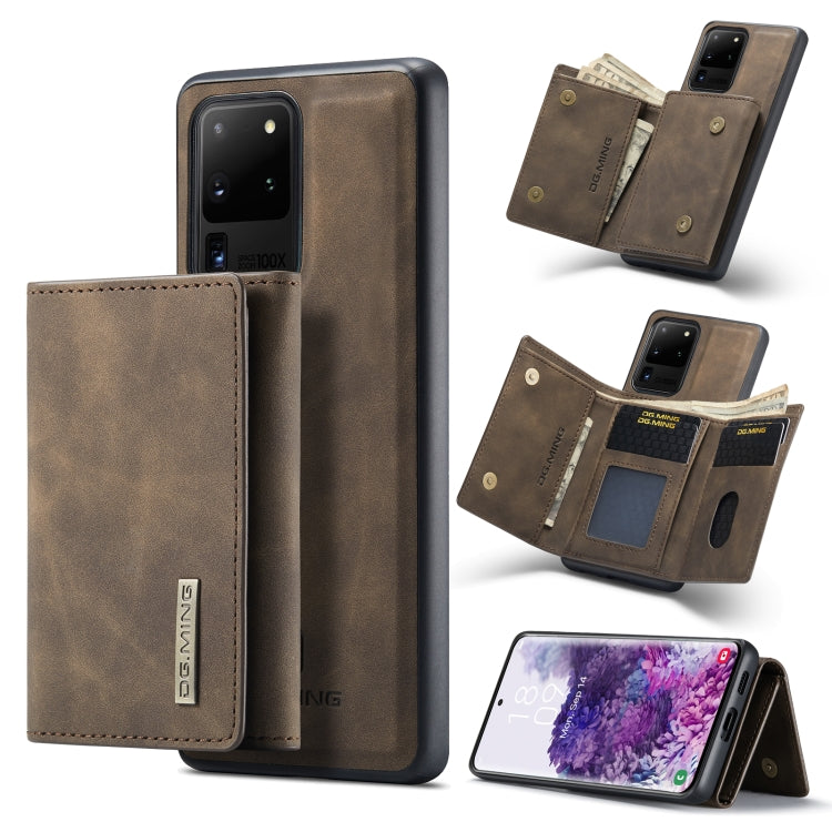 For Samsung Galaxy S20 Ultra DG.MING M1 Series 3-Fold Multi Card Wallet  Back Cover Shockproof Case with Holder Function(Coffee) - Galaxy Phone Cases by DG.MING | Online Shopping UK | buy2fix