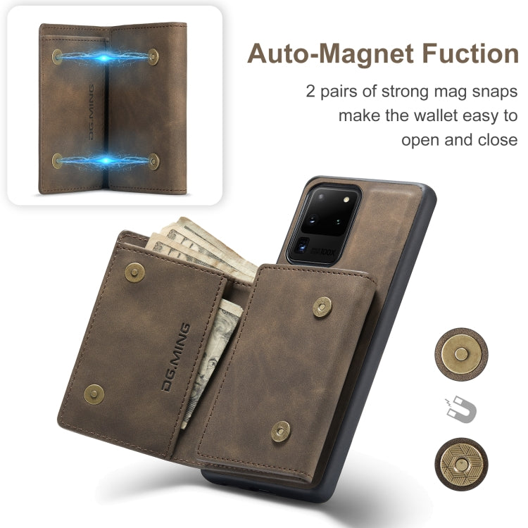 For Samsung Galaxy S20 Ultra DG.MING M1 Series 3-Fold Multi Card Wallet  Back Cover Shockproof Case with Holder Function(Coffee) - Galaxy Phone Cases by DG.MING | Online Shopping UK | buy2fix