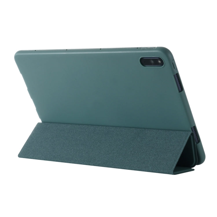 For Huawei MatePad 11 (2021) GEBEI Shockproof Horizontal Flip Leather Case with Three-folding Holder(Dark Green) - Huawei by GEBEI | Online Shopping UK | buy2fix
