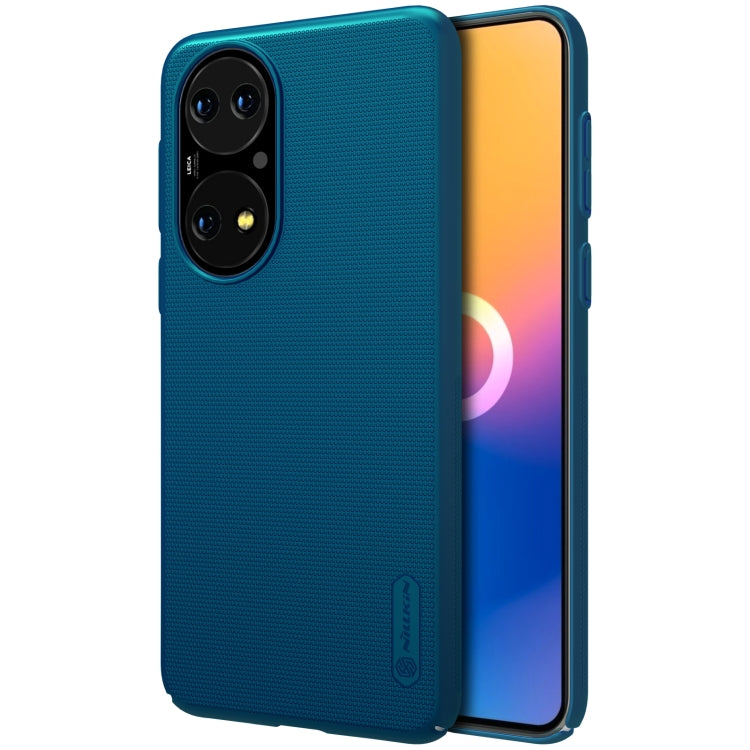 For Huawei P50 NILLKIN Frosted Concave-convex Texture PC Protective Case(Peacock Blue) - Huawei Cases by NILLKIN | Online Shopping UK | buy2fix