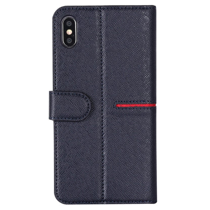 For iPhone XS / X GEBEI Top-grain Leather Horizontal Flip Protective Case with Holder & Card Slots & Wallet & Photo Frame(Blue) - More iPhone Cases by GEBEI | Online Shopping UK | buy2fix