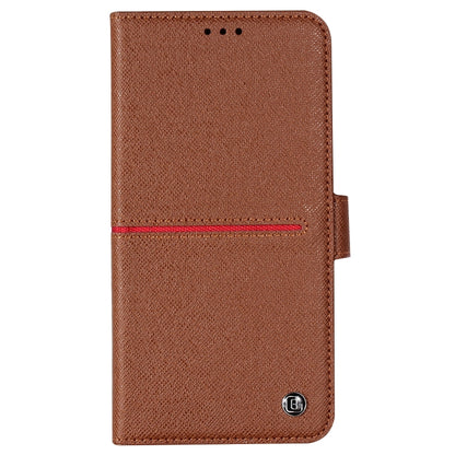 For iPhone XR GEBEI Top-grain Leather Horizontal Flip Protective Case with Holder & Card Slots & Wallet & Photo Frame(Brown) - More iPhone Cases by GEBEI | Online Shopping UK | buy2fix
