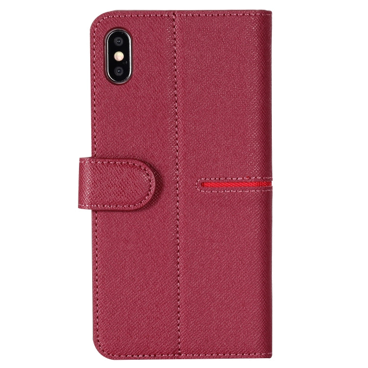 For iPhone XS Max GEBEI Top-grain Leather Horizontal Flip Protective Case with Holder & Card Slots & Wallet & Photo Frame(Red Wine) - More iPhone Cases by GEBEI | Online Shopping UK | buy2fix