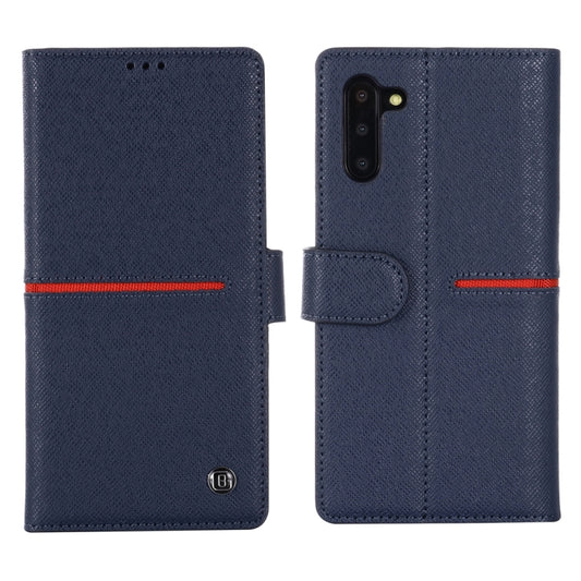 For Galaxy Note 10 GEBEI Top-grain Leather Horizontal Flip Protective Case with Holder & Card Slots & Wallet & Photo Frame(Blue) - Galaxy Phone Cases by GEBEI | Online Shopping UK | buy2fix