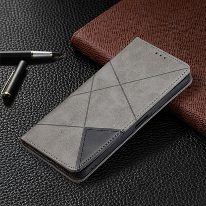 For vivo Y20 Rhombus Texture Horizontal Flip Magnetic Leather Case with Holder & Card Slots(Grey) - OPPO & vivo Accessories by buy2fix | Online Shopping UK | buy2fix