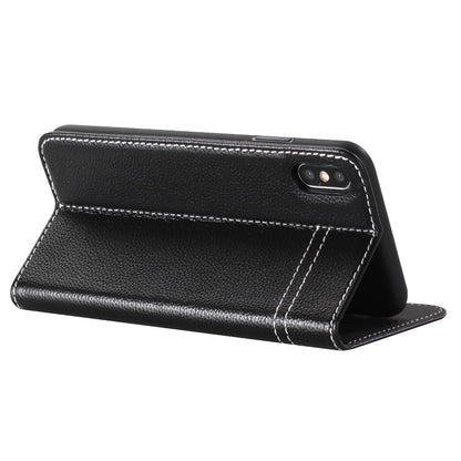 For iPhone XS / X GEBEI Top-grain Leather Horizontal Flip Protective Case with Holder & Card Slots(Black) - More iPhone Cases by GEBEI | Online Shopping UK | buy2fix