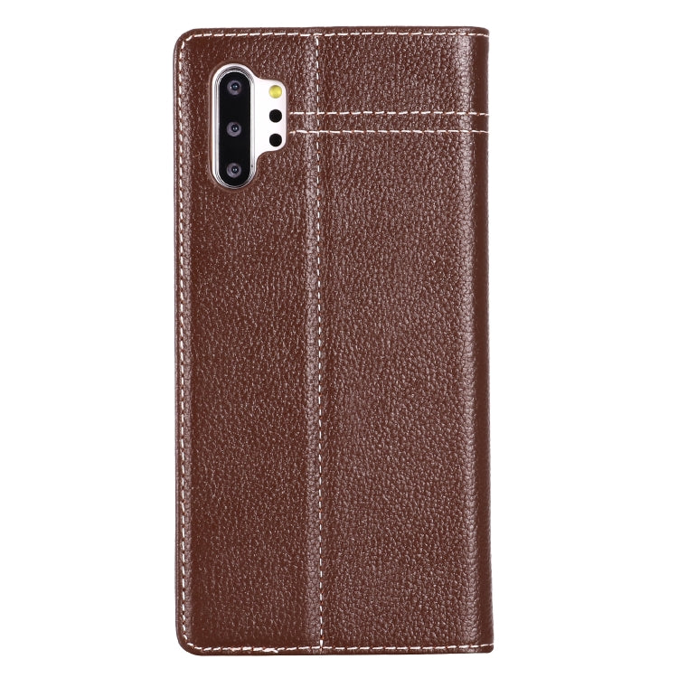 For Galaxy Note 10  GEBEI Top-grain Leather Horizontal Flip Protective Case with Holder & Card Slots(Brown) - Galaxy Phone Cases by GEBEI | Online Shopping UK | buy2fix