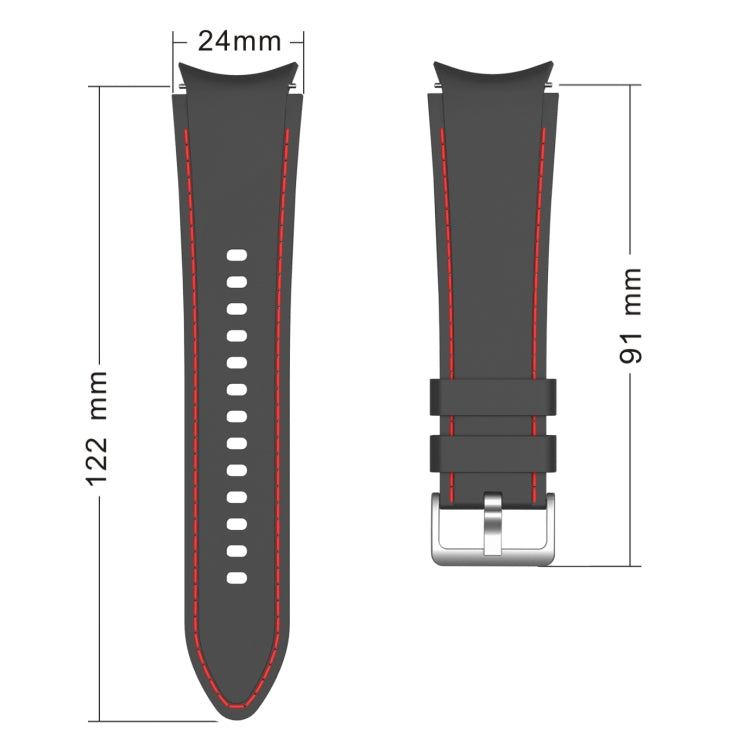 For Samsung Galaxy Watch4 / Watch4 Classic Silicone Stitching Watch Band(Black Blue) - Smart Wear by buy2fix | Online Shopping UK | buy2fix