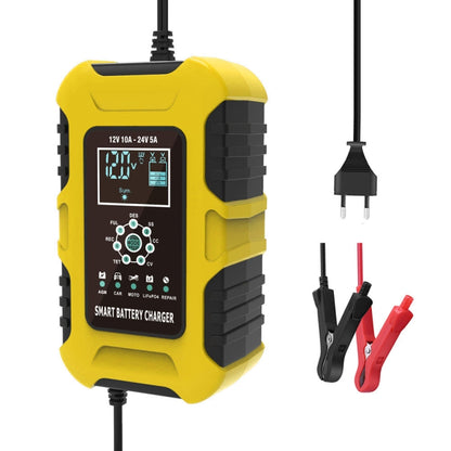 FOXSUR 10A 12V 7-segment Motorcycle / Car Smart Battery Charger, Plug Type:US Plug(Yellow) - In Car by FOXSUR | Online Shopping UK | buy2fix