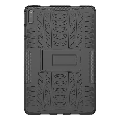 For Huawei MatePad 11 Tire Texture Shockproof TPU+PC Protective Case with Holder(Black) - For Huawei by buy2fix | Online Shopping UK | buy2fix