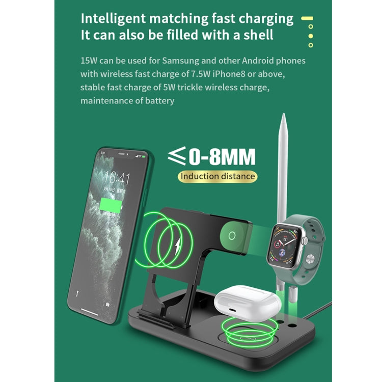 0W01 4 in 1 Multi-function Foldable Fast Charging Wireless Charger Stand for iPhone & Apple Pencil & iWatch & AirPods(White) - Apple Accessories by buy2fix | Online Shopping UK | buy2fix